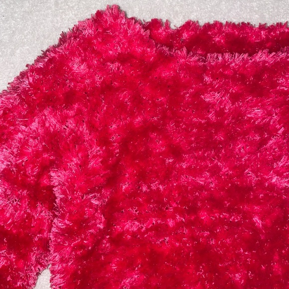 Vintage Fluffy Hot Pink Crop Long Sleeve Sweater - Picture 2 of 4